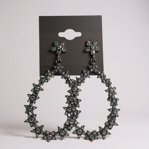 Dangle oval crystal silver post earrings brand new boutique beautiful in person